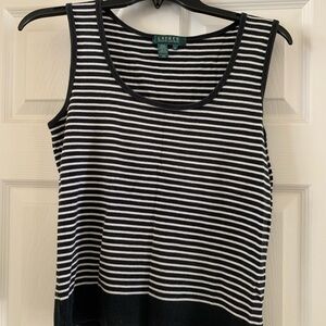 Ralph Lauren Black and White Striped Tank Top